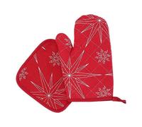 Heat Resistant Oven Gloves Christmas Oven Mitts Mat Washable Baking Gloves Pad Nonslip Microwave Mitts Kitchen Gloves for Home Backery2PcsRed