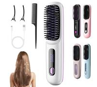 Heated Brush for Short Hair,Glowsept Hair Styler for Short Hairs,3 Heat Settings & Led Screen,Anti Scald Desig,Rapid Heating,Lightweight Portable (White)
