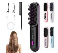 Heated Brush for Short Hair,Glowsept Hair Styler for Short Hairs,3 Heat Settings & Led Screen,Anti Scald Desig,Rapid Heating,Lightweight Portable (Black)