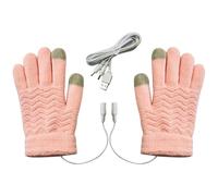 Heated Gloves 1 Pair Single-sided Heating USB Heated Gloves with Touch Screen Function Knitted Warm Winter Hands Warmer for Indoor Office Work Typing Winter Style 2