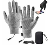 Heated Gloves for Men, 23/23.5/24cm Heated Gloves Rechargeable, Electric USB Thermal Waterproof Glovess, Touch Screen Knitted Heating Glove With 3 Adjustable Temperature for Winter Gift (Gray,XL)