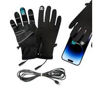 Heated Gloves For Women Men - USB Winter Mittens With Touchscreen | Thermal Hand Warmers For Running Hiking Climbing Cycling | Three Adjustable Temperature Settings, Windproof Waterproof Nylon Fabri