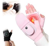 Heated Gloves for Women, New Upgraded Heated Fingerless Gloves, Hot Hands Hand Warmers, Suitable for Indoor & Outdoor Use (Pink)