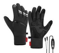 Heated Gloves - USB Winter Touchscreen Mittens | Three Temperature Settings, Waterproof USB Heated Gloves with Pockets, Touch Screen Mittens for Motorcycle Riding, Cycling, Camping, Hiking, Hunting