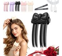 Heated Hair Volume Clips for Women, Wireless Heated Root Lifter Comb (Black-B)