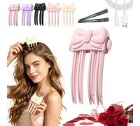Heated Hair Volume Clips for Women, Wireless Heated Root Lifter Comb (Pink-B)