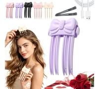 Heated Hair Volume Clips for Women, Wireless Heated Root Lifter Comb (Purple-B)