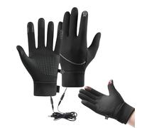 Heated Hand Gloves, Usb Thermal Mittens, Windproof Warmers with 10 Inches Fit, Winter Gloves for Outdoor, Snow, Driving, Camping, Hiking, Men, Women, Kids, Teens, Adults, Running, Black