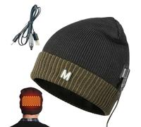 Heated Hat for Men - 51-61 Cm Usb Heating Beanie, Windproof Thermal Cap, Carbon Fiber Heating Element | Knitted Velvet Lining Longtail Keyword, Cold Weather Winter Headwear for Men Women Skiing Hiking