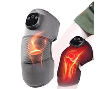 Heated Knee Massager, Knee Heating Pad for Shoulder Elbow, Heated Knee Brace Wrap, Featuring 3 Massage Modes and 4 Heat Leavel. Suitable for Both Mother and Father (Gray,1 PCS)
