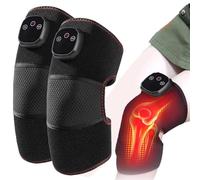 Heated Knee Massager, Knee Heating Pad for Shoulder Elbow, Heated Knee Brace Wrap, Featuring 3 Massage Modes and 4 Heat Leavel. Suitable for Both Mother and Father (Black,2 PCS)