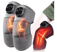 Heated Knee Massager, Knee Heating Pad for Shoulder Elbow, Heated Knee Brace Wrap, Featuring 3 Massage Modes and 4 Heat Leavel. Suitable for Both Mother and Father (Gray,2 PCS)