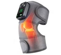Heated Knee Support for Arthritis, 3-in-1 Cordless Knee Massager,3-Intensity Vibration Heat Knees Massager with Temperature Control for Pain Relief,for Relaxing Knees Shoulder Elbow (Gray)