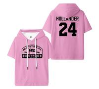 Heated Rivalry Hollander 24 Merch T-shirt con cappuccio unisex a maniche corte abbigliamento casual, rosa, M