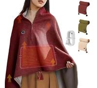 Heated Shawl, 2025 New Portable Heated Shawl,USB Powered, 3 Heat Settings, to Keep The Stomach, Knees & Legs Warm While Sleeping, for Home Travel Camping (Red)