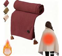 Heated Shawl Wraps for Women, Portable Soft Zipper Electric Heated Blanket Shawl, USB Powered Fast Heating, 3 Heating Levels, for Indoor & Outdoor (Green, 150x80cm/59.06x31.5in)