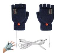 Heated Warm Fingerless Glove with Cover for Cold, Unisex Winter Hands Warmers Half Finger USB Heating Gloves, Washable Rechargeable Typing Glove for Office Home