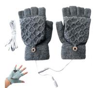 Heated Warm Fingerless Glove with Cover for Cold, Unisex Winter Hands Warmers Half Finger USB Heating Gloves, Washable Rechargeable Typing Glove for Office Home
