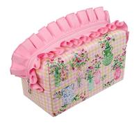 Heathcote & Ivory Beauty case con volant, borsa da toilette con cerniera per cosmetici essenziali, cosmetici, regalo di bellezza per lei, formato da viaggio, vegano e cruelty friendly, 24 x 15 x 12,5