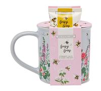Heathcote & Ivory Crema per le mani da 50 ml, tazza in ceramica per tè o caffè, idratante, burro di karitè, fragranza floreale, formato da viaggio, vegana e cruelty friendly, regalo per lei, regalo di