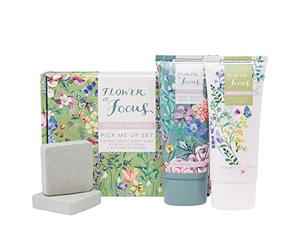 Heathcote & Ivory Flower of Focus Pick Me Up Set regalo | 100 ml bagnoschiuma 100 ml, 100 ml crema multiuso e 2 vapori da doccia da 30 g, cruelty free e vegani
