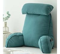 HEATHE Cuscino da Lettura con braccioli,Cuscino per Letto,Cuscino Schienale Divano,Cuscino di Supporto,per Leggere/Rilassarsi/Guardare La TV,75×40×50 cm (Emerald Green)