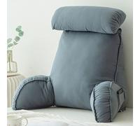 HEATHE Cuscino da Lettura con braccioli,Cuscino per Letto,Cuscino Schienale Divano,Cuscino di Supporto,per Leggere/Rilassarsi/Guardare La TV,75×40×50 cm (Blue Gray)