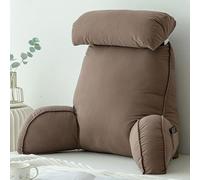 HEATHE Cuscino da Lettura con braccioli,Cuscino per Letto,Cuscino Schienale Divano,Cuscino di Supporto,per Leggere/Rilassarsi/Guardare La TV,75×40×50 cm (Coffee Color)