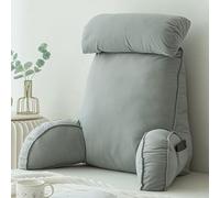 HEATHE Cuscino da Lettura con braccioli,Cuscino per Letto,Cuscino Schienale Divano,Cuscino di Supporto,per Leggere/Rilassarsi/Guardare La TV,75×40×50 cm (Light Gray)