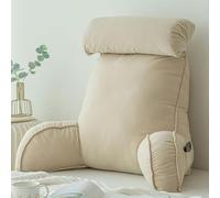 HEATHE Cuscino da Lettura con braccioli,Cuscino per Letto,Cuscino Schienale Divano,Cuscino di Supporto,per Leggere/Rilassarsi/Guardare La TV,75×40×50 cm (Champagne Color)
