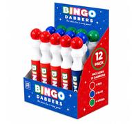 Heather Henbury Bingo Dabbers - Confezione da 12 pennarelli per bingo, 4 rossi, 4 blu e 4 verdi, ad asciugatura rapida, senza sporcare | Dauber da bingo con impugnatura facile per sale da bingo, club