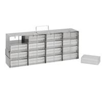 Heathrow Scientific HD28624 - Sistema di stoccaggio per piastre di dosaggio/provette PCR per congelatore verticale, 4 x 4, in acciaio INOX, 541 x 217 x 230 mm