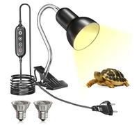 HeatingLux Lampada Riscaldante, Lampada Riscaldante per Terrario E27 con Funzione Timer e Controllo della Temperatura, Include Due Lampadine Riscaldanti E27 UVA UVB da 100W con Clip per Tartarughe