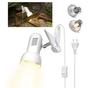 HeatingLux Lampada Tartarughe E27, Lampade Riscaldante per Rettili, lampada Termica E27 per Terrario con Clip, 2 lampade 50W UVB/UVA,Adatta per Rettili, Anfibi, Tartarughe, Lucertole, Ragni e Serpenti