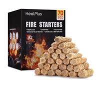 Heatplus Accendifuoco - 70 pezzi per falò, camino, griglia, stufa a legna e pellet, braciere, barbecue, sopravvivenza, forni per pizza ooni, resistenti all'acqua e inodore, sicuri per uso interno ed