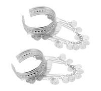 HEATSHAKING 2 Pezzi Bracciale Rigido Donna Regolabile in Ferro Argento Leggero Etnico Vintage per Performance e Lezioni