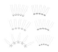 HEATSHAKING 30 Forcine per Chioma a Forma di U Fiori di Strass e Perle Finte Set da 30 Pezzi per Spose e Damigelle Accessori per Chioma da Cerimonia Design Ondulato Antiscivolo