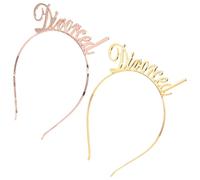 HEATSHAKING Accessori per Chioma da Donna Set 2 Fasce Lettere Just Divorced in Metallo Oro e Rosa - Copricapo Elegante per Feste di Divorzio e Celebrazioni Personali