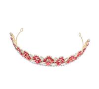 HEATSHAKING Corona da Sposa Barocca Rossa Strass Cristallo Tiara Nuziale Leggera e Resistente per Matrimonio Cerchietto Nuziale Elegante per Feste e Servizi Fotografici
