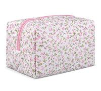 HEATSHAKING Pochette Cosmetici Portatile Zip, Borsa Trucco da Viaggio Elegante e Compatta, Organizer per Donne Design Floreale e Funzionalità Quick Touch-up