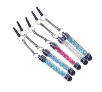 HEATSHAKING Set 5 Penne Stilo Capacitive Strass Cristallo per Tablet e Dispositivi Touch, Mini Design in Alluminio, Non Graffiano lo Schermo, Perfette da Portare in Borsa o Colore Casuale