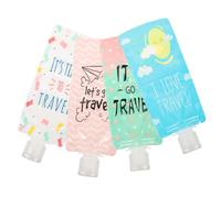 HEATSHAKING Set Sacchetti Ricaricabili Viaggio 100Ml Contenitori Portatili per Shampoo Lozioni e Bagnoschiuma 4 Pezzi Riutilizzabili per Cosmetici Personale
