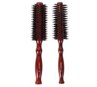 HEATSHAKING Spazzola con Setole di Cinghiale 2 Pezzi per Legno Chioma Rotonda Manico Ergonomico per Styling e Asciugatura Professionale