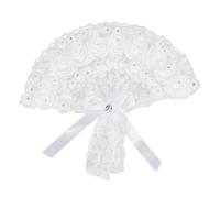 HEATSHAKING Ventaglio da Sposa Pizzo con Strass Elegante Fan da Cerimonia per Matrimoni e Performance Accessorio Leggero e Portatile per Donne Design Raffinato e Delicato per Eventi Speciali