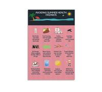 Heatstroke Prevention and First Aid Steps Safety Educational Poster for Home and Camping(16x24inch(40x60cm),Unframed)