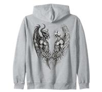 Heaven And Hell Demon Angel Skull Gothic Tattoo Felpa con Cappuccio