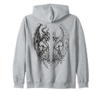 Heaven And Hell Demon Angel Skull Gothic Tattoo Felpa con Cappuccio