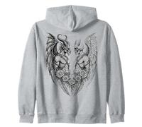 Heaven And Hell Demon Angel Skull Gothic Tattoo Felpa con Cappuccio