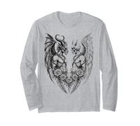 Heaven And Hell Demon Angel Skull Gothic Tattoo Maglia a Manica