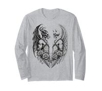 Heaven And Hell Demon Angel Skull Gothic Tattoo Maglia a Manica
